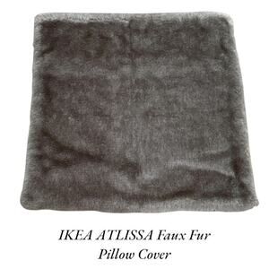 IKEA ATLISSA Brown Gray Faux Fur Pillow Cover 20" x 20"